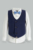 Redtag-Navy-Vest-With-White-Shirt-Long-Sleeve-Set-Sets-Infant-Boys-3 to 24 Months