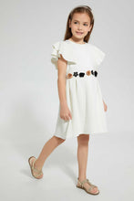تنزيل الصورة على معرض الصور، Redtag-White-Floral-Embellished-Ruffled-Sleeve-Dress-Dresses-Girls-2 to 8 Years