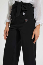 Load image into Gallery viewer, Redtag-Black-Button-Detail-Paper-Bag-Waist-Trouser-Trousers-Women's-
