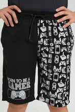 تنزيل الصورة على معرض الصور، Redtag-Black-Gamer-Board-Short-Swim-Shorts-Senior-Boys-9 to 14 Years