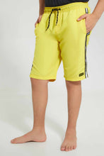 تنزيل الصورة على معرض الصور، Redtag-Yellow-Plain-Board-Short-Swim-Shorts-Senior-Boys-9 to 14 Years