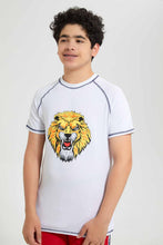 تنزيل الصورة على معرض الصور، Redtag-White-Lion-Rashguard-T-Shirt-Graphic-T-Shirts-Senior-Boys-9 to 14 Years