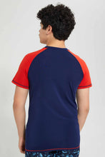 Load image into Gallery viewer, Redtag-Navy-Surfing-Rashguard-T-Shirt-Graphic-T-Shirts-Senior-Boys-9 to 14 Years