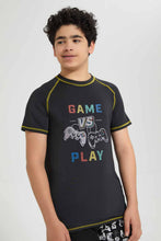 Load image into Gallery viewer, Redtag-Black-Gamer-Rashguard-Graphic-T-Shirts-Senior-Boys-9 to 14 Years