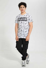 تنزيل الصورة على معرض الصور، Redtag-White-Marble-Print-Play-T-Shirt-Graphic-T-Shirts-Senior-Boys-9 to 14 Years