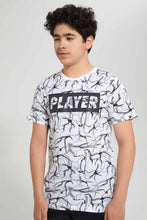 تنزيل الصورة على معرض الصور، Redtag-White-Marble-Print-Play-T-Shirt-Graphic-T-Shirts-Senior-Boys-9 to 14 Years