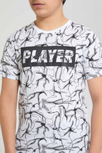 تنزيل الصورة على معرض الصور، Redtag-White-Marble-Print-Play-T-Shirt-Graphic-T-Shirts-Senior-Boys-9 to 14 Years
