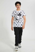 تنزيل الصورة على معرض الصور، Redtag-White-Hand-Glove-Print-T-Shirt-Graphic-T-Shirts-Senior-Boys-9 to 14 Years