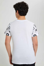 تنزيل الصورة على معرض الصور، Redtag-White-Hand-Glove-Print-T-Shirt-Graphic-T-Shirts-Senior-Boys-9 to 14 Years