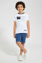 Load image into Gallery viewer, Redtag-Midwash-Ribbed-Waistband-Short-Denim-Shorts-Boys-2 to 8 Years