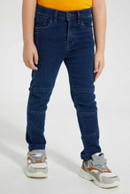 تنزيل الصورة على معرض الصور، Redtag-Mid-Wash-Knit-Denim-Panelled-Jean-Knit-Denim-Boys-2 to 8 Years