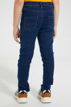 تنزيل الصورة على معرض الصور، Redtag-Mid-Wash-Knit-Denim-Panelled-Jean-Knit-Denim-Boys-2 to 8 Years