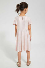 Load image into Gallery viewer, Redtag-Pink-Knee-Length-Lurex-Dress-Dresses-Girls-2 to 8 Years