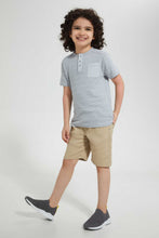 تنزيل الصورة على معرض الصور، Redtag-Stone-Space-Embossed-Ribbed-Waistband-Knit-Denim-Short-Denim-Shorts-Boys-2 to 8 Years