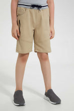 تنزيل الصورة على معرض الصور، Redtag-Stone-Space-Embossed-Ribbed-Waistband-Knit-Denim-Short-Denim-Shorts-Boys-2 to 8 Years