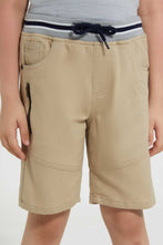تنزيل الصورة على معرض الصور، Redtag-Stone-Space-Embossed-Ribbed-Waistband-Knit-Denim-Short-Denim-Shorts-Boys-2 to 8 Years
