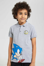 تنزيل الصورة على معرض الصور، Redtag-Grey-Sonic-Polo-Polo-Shirts-Boys-2 to 8 Years