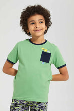 Load image into Gallery viewer, Green Rocket Pocket Printed T-Shirt