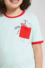 Load image into Gallery viewer, Redtag-Blue-Shark-Print-Pocket-T-Shirt-Graphic-T-Shirts-Boys-2 to 8 Years