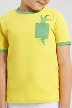 Load image into Gallery viewer, Redtag-Yellow-Croc-Print-Pocket-T-Shirt-Graphic-T-Shirts-Boys-2 to 8 Years