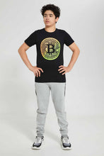 تنزيل الصورة على معرض الصور، Redtag-Black-Bitcoin-T-Shirt-Graphic-T-Shirts-Senior-Boys-9 to 14 Years