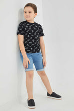 تنزيل الصورة على معرض الصور، Redtag-Lightwash-Knit-Denim-Elasticated-Waist-Short-Denim-Shorts-Boys-2 to 8 Years