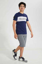تنزيل الصورة على معرض الصور، Redtag-Navy-Hustle-T-Shirt-Graphic-T-Shirts-Senior-Boys-9 to 14 Years
