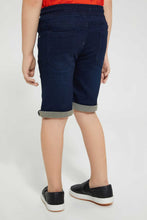 تنزيل الصورة على معرض الصور، Redtag-Darkwash-Knit-Denim-Short-Denim-Shorts-Boys-2 to 8 Years