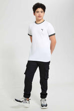 Load image into Gallery viewer, Redtag-White-Plain-T-Shirt-Plain-T-Shirts-Senior-Boys-9 to 14 Years