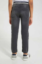 تنزيل الصورة على معرض الصور، Redtag-Grey-Knit-Denim-Ribbed-Waist-Jogger-Jean-Knit-Denim-Boys-2 to 8 Years