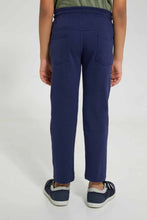 Load image into Gallery viewer, Redtag-Navy-5-Pocket-Stretch-Terry-Pant-Chino-Trousers-Boys-2 to 8 Years