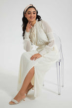 تنزيل الصورة على معرض الصور، Redtag-Beige-Smocking-Dobby-Dress-Dresses-Women's-