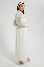 تنزيل الصورة على معرض الصور، Redtag-Beige-Smocking-Dobby-Dress-Dresses-Women's-