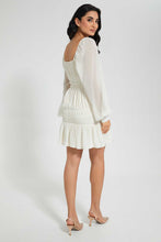تنزيل الصورة على معرض الصور، Redtag-Beige-Smocking-Square-Neck-Dress-Dresses-Women's-