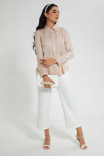 Load image into Gallery viewer, Redtag-Beige-Satin-Jacquard-Shirt-Blouses-Women's-