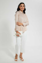 Load image into Gallery viewer, Redtag-Beige-Satin-Jacquard-Shirt-Blouses-Women's-