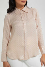 Load image into Gallery viewer, Redtag-Beige-Satin-Jacquard-Shirt-Blouses-Women's-