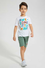 تنزيل الصورة على معرض الصور، Redtag-White-Awesome-Little-Man-Print-T-Shirt-And-Short-Set-Sets-Boys-2 to 8 Years