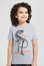 Load image into Gallery viewer, Redtag-Grey-T-Rex-Chest-Print-T-Shirt-Graphic-T-Shirts-Boys-2 to 8 Years