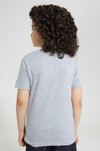 Load image into Gallery viewer, Redtag-Grey-T-Rex-Chest-Print-T-Shirt-Graphic-T-Shirts-Boys-2 to 8 Years