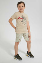 Load image into Gallery viewer, Redtag-Beige-Ss-Lion-Graphic-T-Shirt-Graphic-Prints-Boys-2 to 8 Years