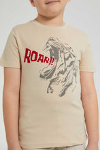 Load image into Gallery viewer, Redtag-Beige-Ss-Lion-Graphic-T-Shirt-Graphic-Prints-Boys-2 to 8 Years