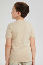 Load image into Gallery viewer, Redtag-Beige-Ss-Lion-Graphic-T-Shirt-Graphic-Prints-Boys-2 to 8 Years