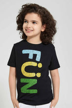 Load image into Gallery viewer, Redtag-Black-Fun-Chest-Print-T-Shirt-Graphic-T-Shirts-Boys-2 to 8 Years