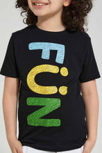 Load image into Gallery viewer, Redtag-Black-Fun-Chest-Print-T-Shirt-Graphic-T-Shirts-Boys-2 to 8 Years