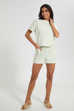تنزيل الصورة على معرض الصور، Redtag-Mint-Drop-Needle-Velvet-Short-Loungewear-Shorts-Women's-