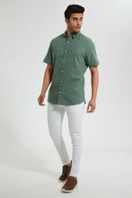 Load image into Gallery viewer, Redtag-Green-S/S-Oxford-Shirt-Casual-Shirts-Men's-