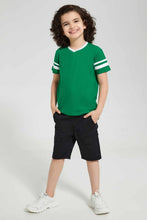 Load image into Gallery viewer, Redtag-2Pk-White-And-Green-V-Neck-T-Shirt-V-Neck-T-Shirts-Boys-2 to 8 Years