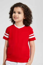 Load image into Gallery viewer, Redtag-2Pk-Red-And-Blue-V-Neck-T-Shirt-V-Neck-T-Shirts-Boys-2 to 8 Years