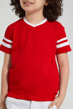 Load image into Gallery viewer, Redtag-2Pk-Red-And-Blue-V-Neck-T-Shirt-V-Neck-T-Shirts-Boys-2 to 8 Years